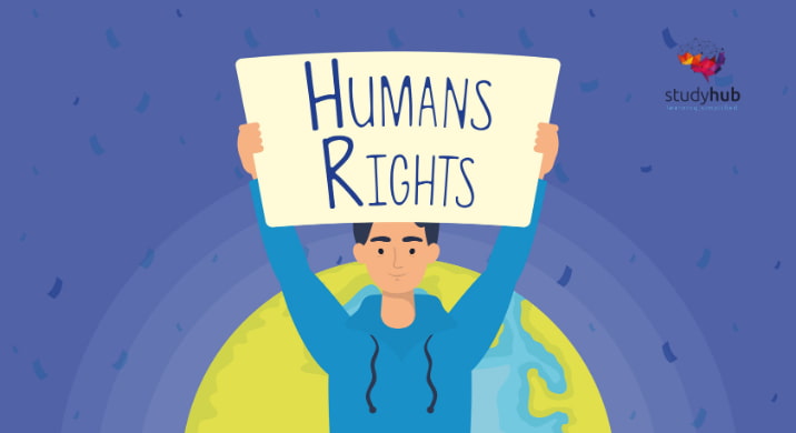 A diverse professional human rights advocate standing in a modern office, reviewing legal documents with a conceptual background of global justice symbols and a gavel.