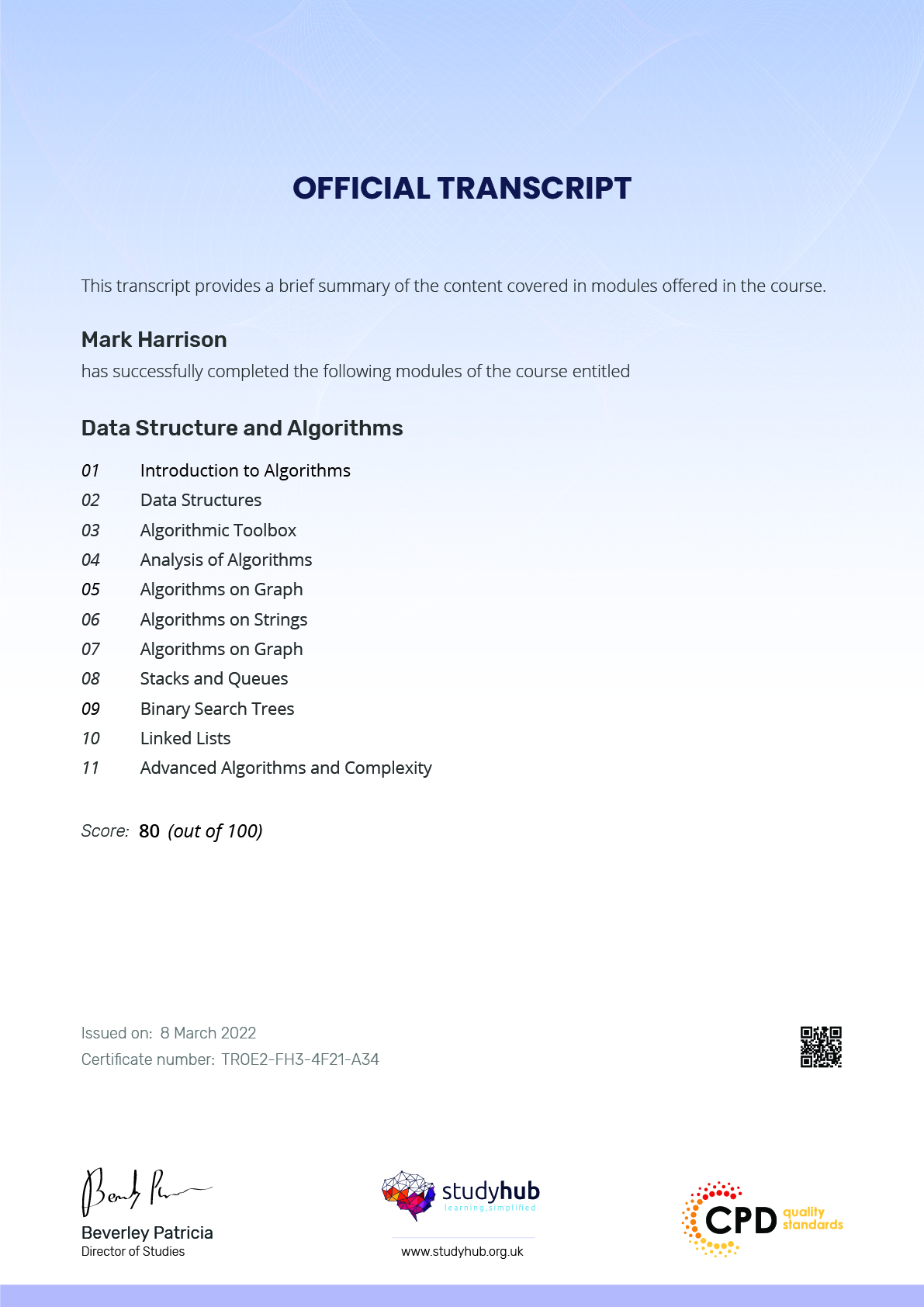 Certificate | Studyhub