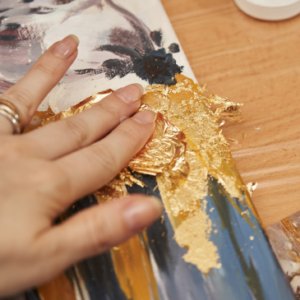 How to Gold Leaf & Acrylic Painting Ideas Over Gold Leaf