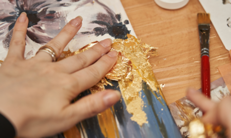 How to Gold Leaf & Acrylic Painting Ideas Over Gold Leaf