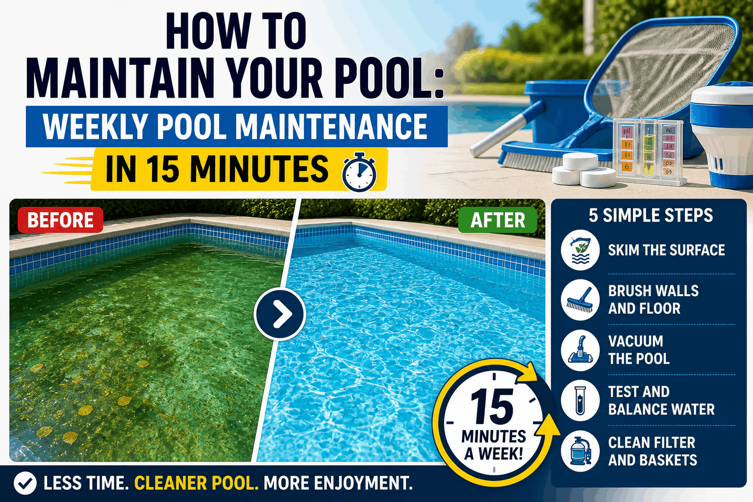 How to Maintain Your Pool: Weekly Pool Maintenance in 15 Minutes